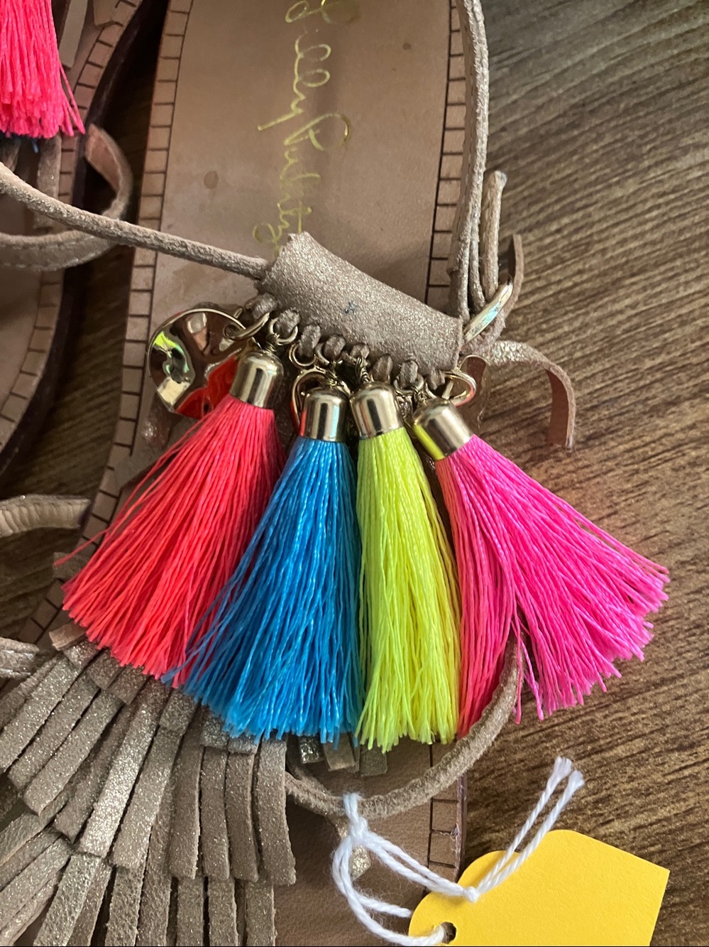 Lilly Pulitzer Gold Sandals with Neon Tassels - Picture 9 of 9